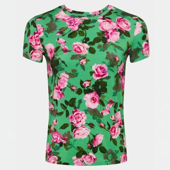 NEW L'AGENCE ressi short sleeve tee in Santa Fe Rose Pink Green Size S - Picture 2 of 5